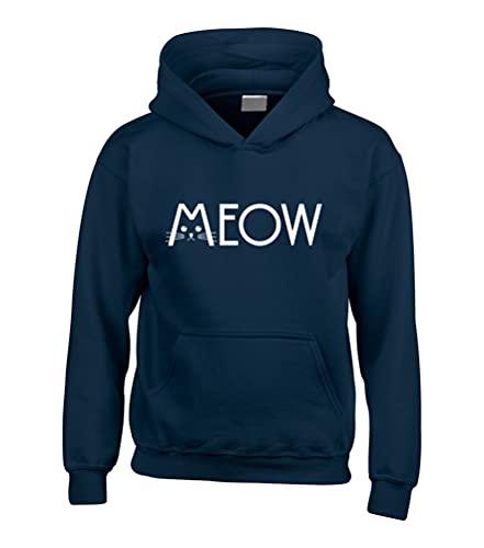 Sweat à capuche Meow Cat large pull chat bleu marine pour homme et femme