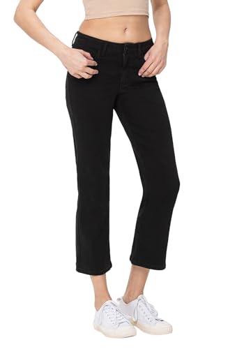VERVET High Rise Anke Straight Jeans Black T58954