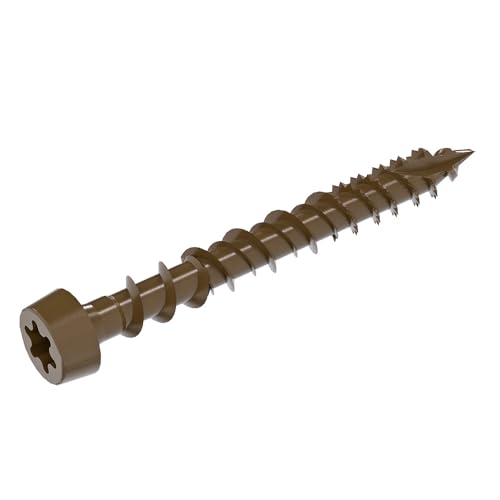 Grip-Rite DeckForce Tornillos para Decks Exteriores Compuestos para PVC y Proyectos Compuestos - Tornillos Nano Recubiertos - Punta Sierra T-17 - Marrón - #9 x 2-1/2" - Caja de 1 Lb - GRDFCS212ACA1 miniatura 3