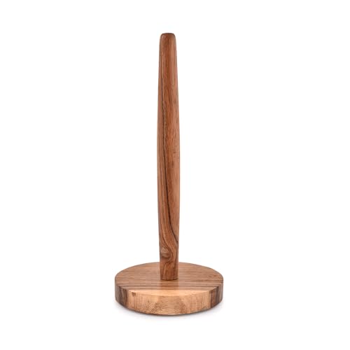 Indus Lifespace Acacia Wood Paper Towel Holder Decorative Countertop Standing Rolls Holder for Kitchen Toilet Pantry and Bathroom (12.7cm x 12.7cm x 30.48cm)