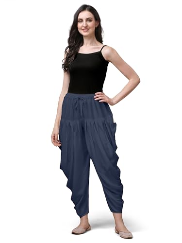 Image of Mehrang Loose Fit Rayon Dhoti Pant for Women Patiala Slawar Bottom Wear Harem Pants, Waist Free Size (26 Inch to 38 Inch)