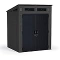 Suncast 6' x 5' Modern Outdoor Resin Storage Shed with Steel Frame, Peppercorn/Black