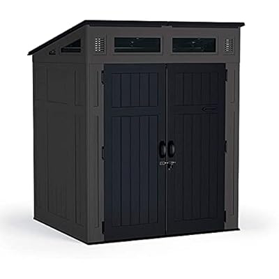Suncast 6' x 5' Modern Outdoor Resin Storage Shed with Steel Frame, Peppercorn/Black