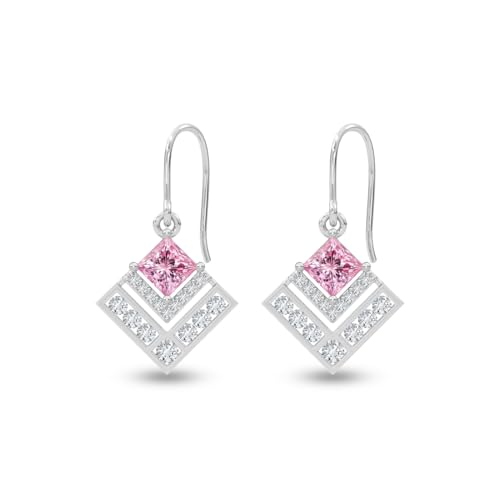 Image of CLARA 925 Sterling Silver Drop Earrings | Platinum Plated | Daily Wear |Gift for Women and Girls