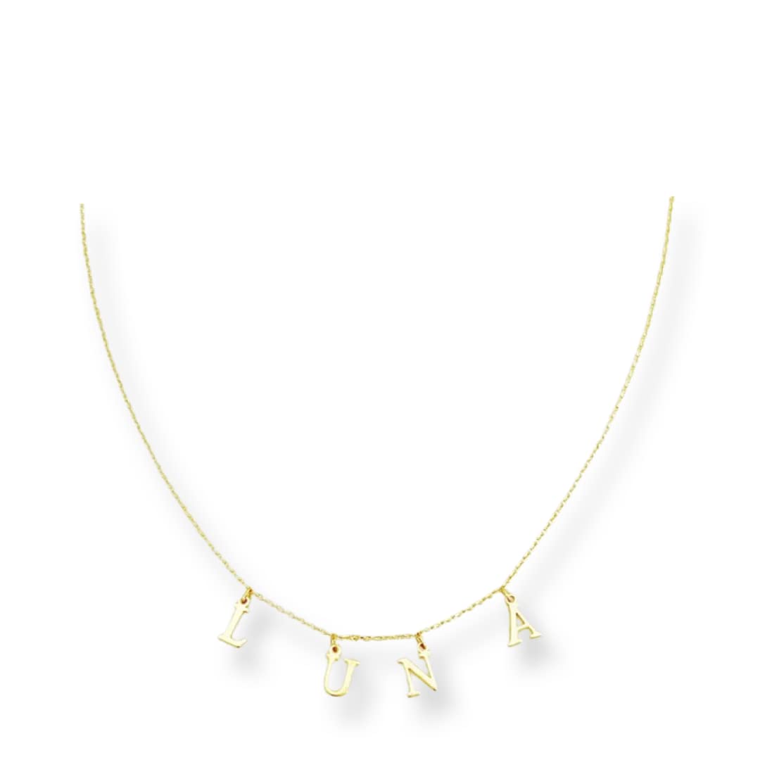 Collier chaine Personnalisé Prénom ou Mot de votre choix - Pendentif Lettre Initial - Ras le Cou - Cadeau fille- collier prénom or ou argent en acier inoxydable