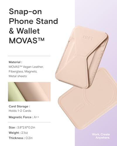 Image of MOFT Magnetic Wallet Stand Compatible with iPhone 17 /16 /15 /14 /13 /12 Series, Angle Adjustment & Magsafe Compatible MOVAS Phone Stand,Peach Pink