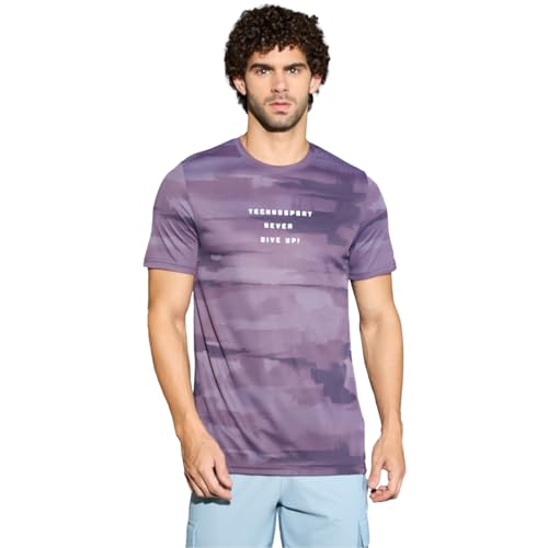 Image of TECHNOSPORT Men's Regular Fit Half Sleeve Crew Neck T-Shirt, TECHNOCOOL+ Quick Dry Moisture Wicking Stretchable Sports Gym and Casual Wear