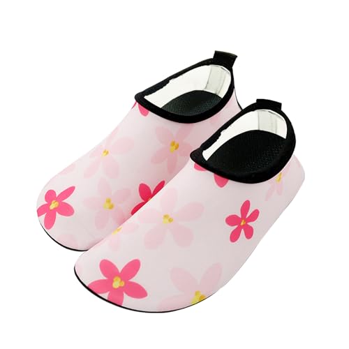 Water Shoes for Kids Girls Boys, Anti-Slip Thickened Sole Beach Shoes Kids Soft and Durable Aqua Socks for Swimming Seaside Sport Holiday Essentials(7/7.5, Flower)