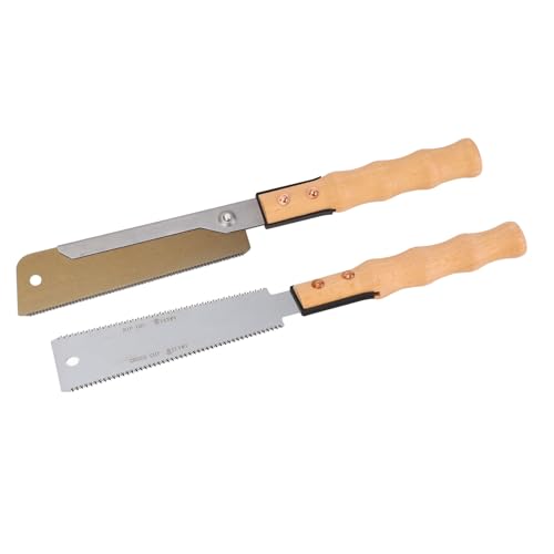 ViaGasaFamido Sierra de Mano, Juego de 2 Piezas, Sierra de de Milano con Hoja de Acero SK5 de 7 Pulgadas y de Corte a Ras de Doble Cara para Carpintería, Jardinería, Proyectos Domésticos