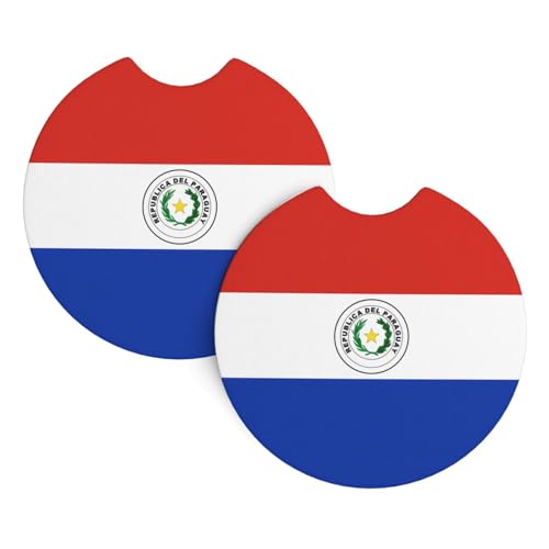 Porte-gobelet intérieur de voiture imprimé drapeau du Paraguay – Sous-verres universels pour camions, SUV, camionnettes, bateaux