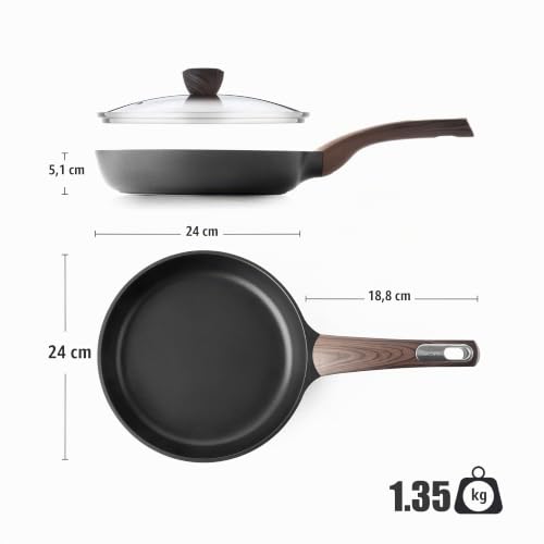 SENSARTE Antihaft Bratpfanne mit Deckel 24cm Antihaft-Eierpfanne Schwarz – Ansicht 3
