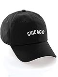 Daxton USA Cities Baseball Dad Hat Cap Cotton Unstructure Low Profile Strapback - Chicago Black Whit