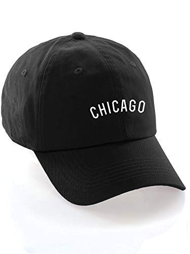 Daxton USA Cities Baseball Dad Hat Cap Cotton Unstructure Low Profile Strapback - Chicago Black White