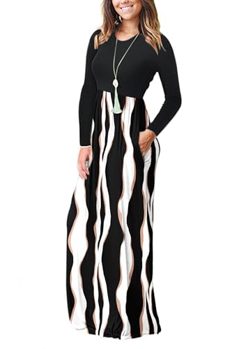 Image of AUSELILY Women's Classic Long Sleeve Dress Loose Plain Long Casual Maxi Dresses with Pockets 2026