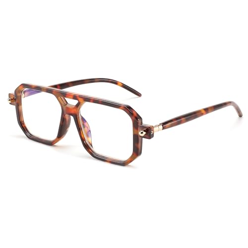 Image of FEISEDY Vintage Square Blue Light Blocking Reading Glasses Women Men B0090 | 70s Flat Aviator Glasses,Aviator readers