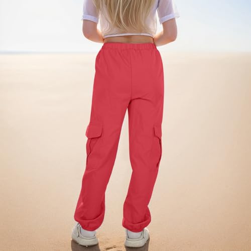 Girls Casual Pants Elastic High Waisted Work Running Joggers Pants Wide Leg Straight Leg Oversized Loose Fit Trousers4