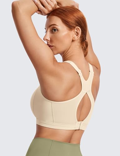 Image of SYROKAN Full Coverage Plus Size Sports Bras for Women | Racerback, Wireless, Removable Paddeds, Cooling Keyhole Back, High Support, Running Bra, Workout