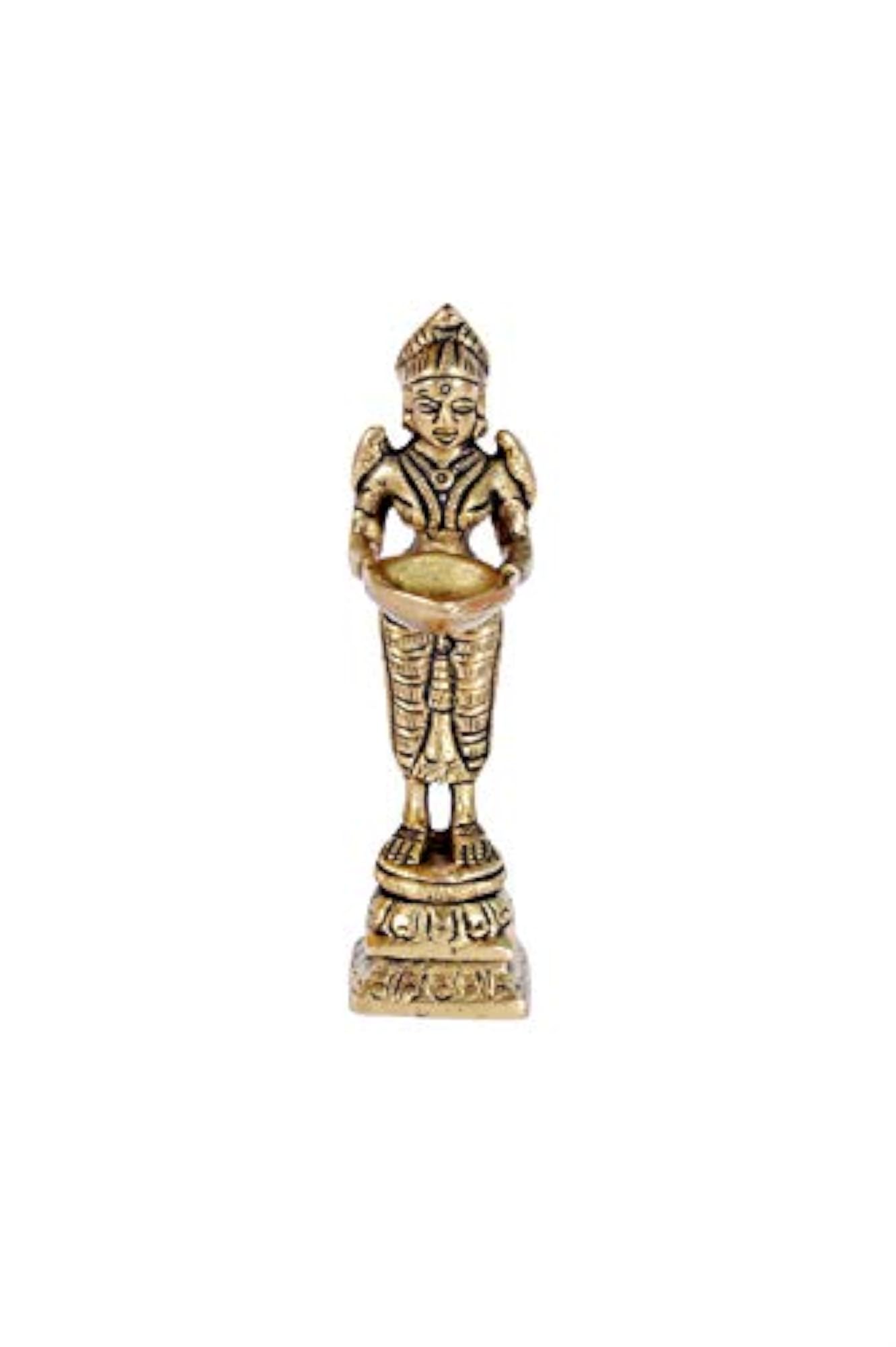Brass Standing Deep Lady with Diya for Mandir Decor Gift