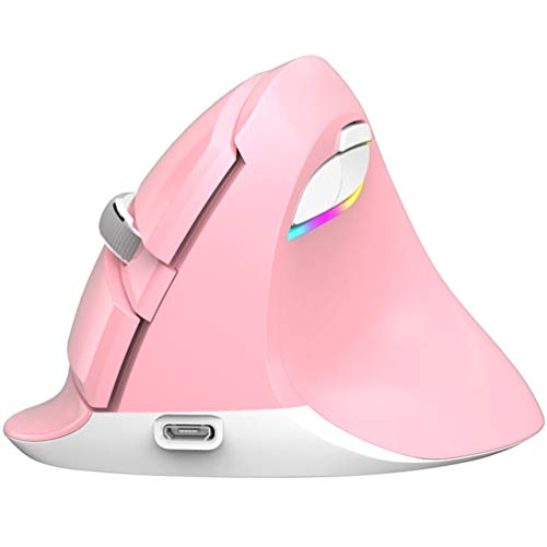Vertikale Maus, Wiederaufladbare Ergonomische Maus, 2.4g Kabellose Maus Vertikale Funkmaus, Optische Vertical Mouse, Rechtshänder, Pink
