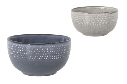 Genérico Tazones Grandes para Desayuno - Set de 2x 620 ml | Set de 2 Cuencos de Ceramica - Tazas de Cereales y Frutas | Ceramica Esmaltada Resistente en Colores Naturales (Azul/Gris)