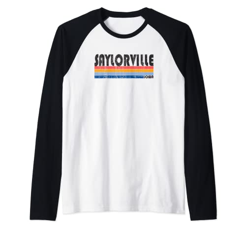 Estilo vintage de los 70 y 80 Saylorville, IA Camiseta Manga Raglan