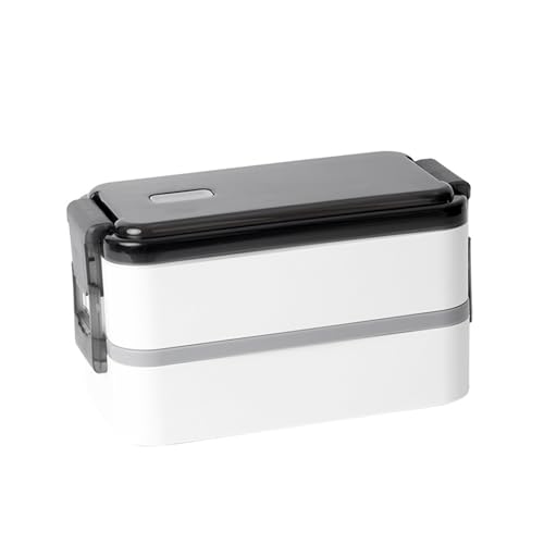 弁当箱 ランチボックス 2段 お弁当箱 1500ml 大容量 べんとう箱 おべんとう箱 食器付き 仕切り付 保温 保存容器 和風 抗菌 軽量 汁漏れ防止 電子レンジ対応 アウトドア 通学 通勤 子供用 大人用 携帯に便利 (ホワイト)