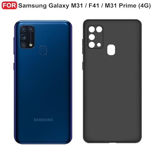 CEDO Samsung Galaxy M31 / F41 / M31 (4G) Prime Back Cover | Camera Bump Protection & Ultra Slim | Matte Soft Silicon Shock Proof Rubberised Back Case Cover (Black)