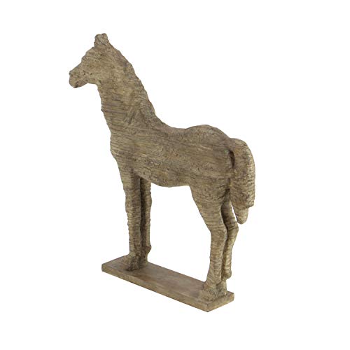 Escultura decorativa de caballo polystone 12" x 3" x 19" beige miniatura 3