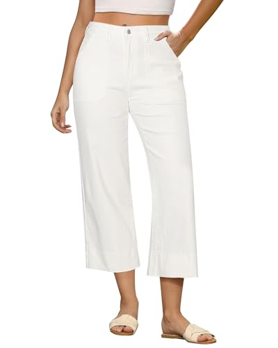 GRAPENT High Rise Capris for Women Wide Leg High...