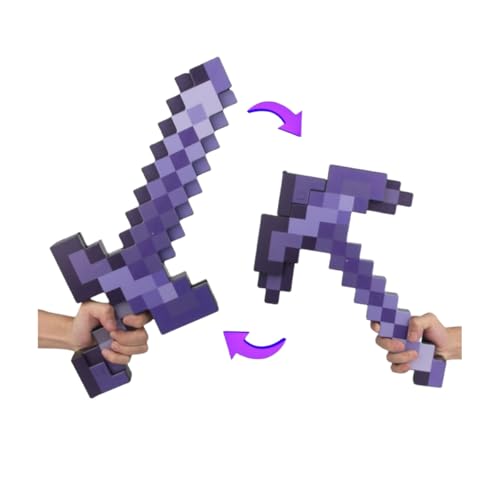 武器モデル マインクラフト ダイヤモンドの剣 ツルハシ おもちゃ 人気ゲーム 萌えグッズ 変形可能 音と光 コスプレ道具 マイクラ風 面白い 学生 キッズ 誕生日 ハロウィン クリスマス こどもの日 プレゼント (A)