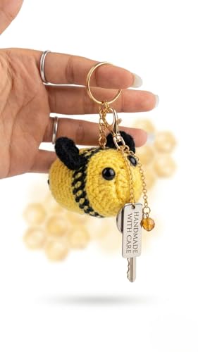 Image of Handmade Crochet Rose Flower Keychain for Women & Girls, Cute Red Flower Key Ring, Soft Yarn Knitted Charm, Romantic Gift, Bag Accessory, Car Key Holder, Aesthetic Handmade Gift