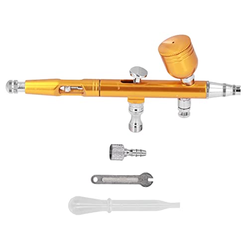 Airbrush Kit,Air Brush Spray Gun,Pen Air Compressor Set,Gravity Feed Airbrush Gun for Painting Model Nails Cake Tattoo Makeup (AR180 Gold)
