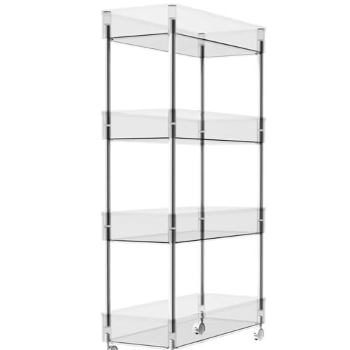 Carrinho Organizador Acrílico Transparente 4 Prateleiras 89cm - Vencedor