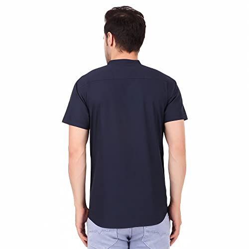 Image of MADE IN THE SHADE 100% Cotton Men's Mandarin /Chinese Neck Casual Short Kurta, Half Sleeve