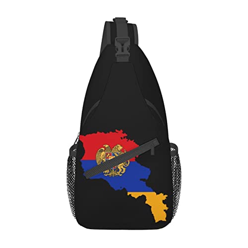 Mochila Sling con mapa de bandera armenia unisex miniatura 2