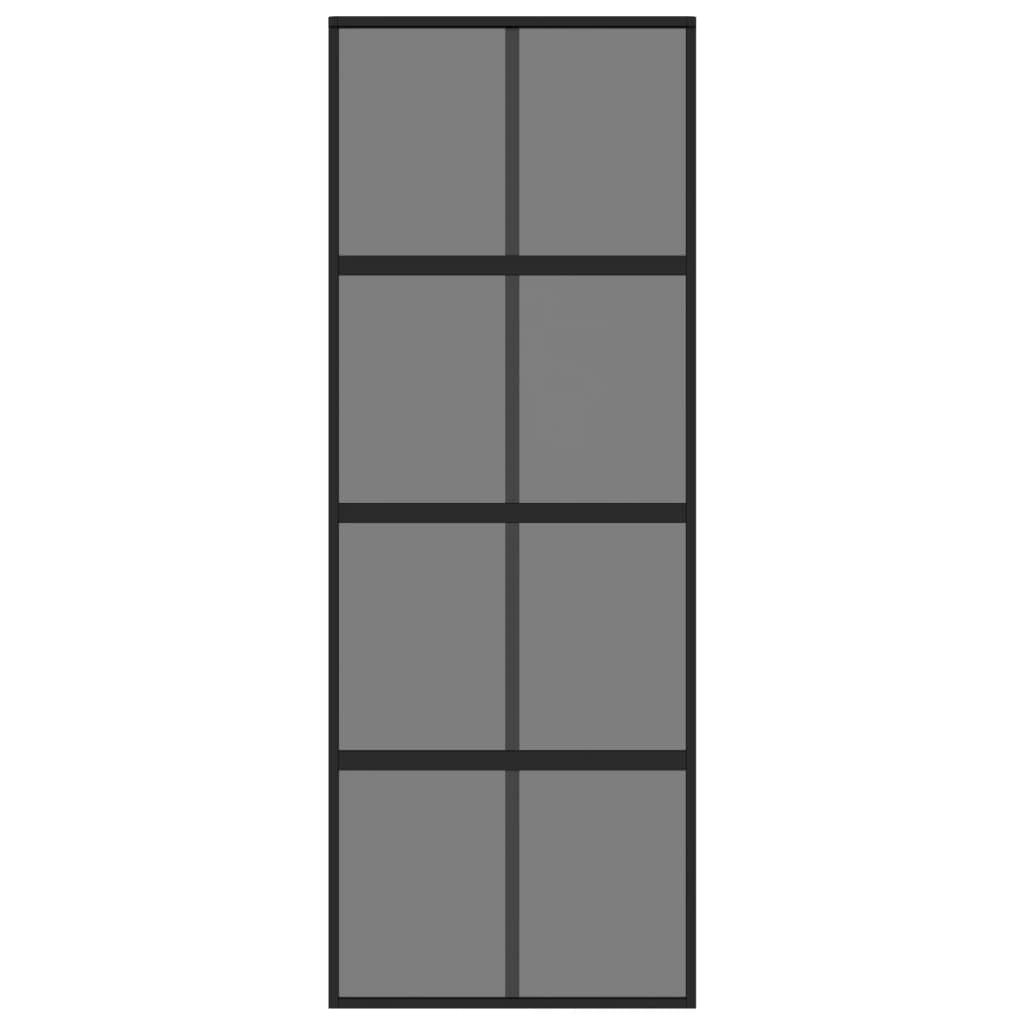 Drzwi przesuwne czarne 76 x 205 cm szkło hartowane i aluminium materiały budowlane drzwi domowe