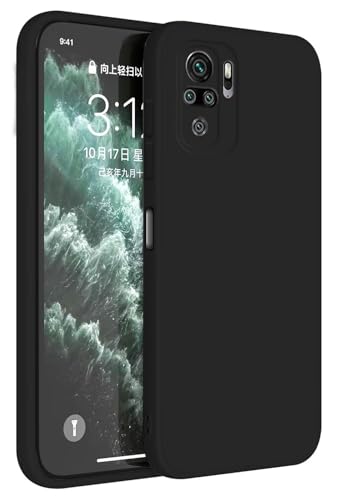 Topme Funda para Redmi Note 10S / Redmi Note 10 (4G) / Poco M5s (6.43' Inches) Carcasa Caja Case Estuche, Funda Protectora de Piel de Silicona TPU - Negro