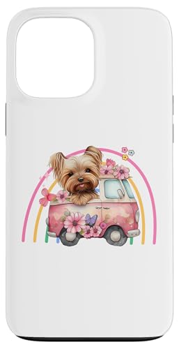 Coque pour iPhone 13 Pro Max Chien amusant Yorkshire Terrier Arc-en-ciel Yorkshire Terrier