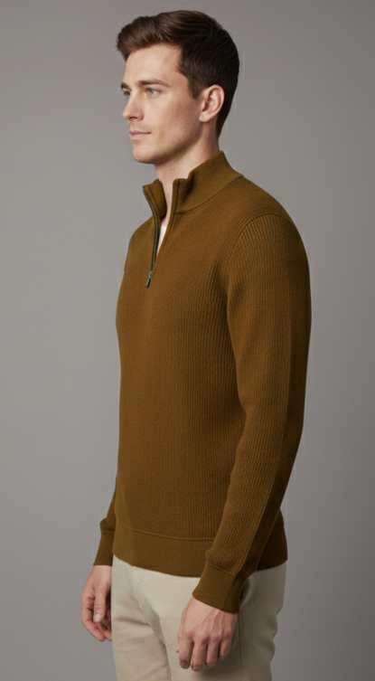 Image of Men's Full Sleeve Winter Wool Half Zipper Pullover Sweater
