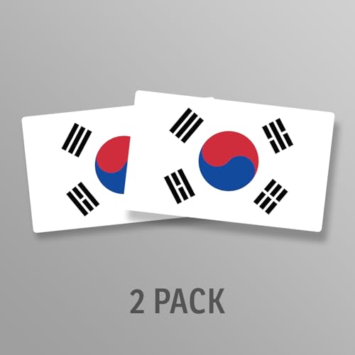 Image of World Country Flag Decal Stickers - Two Pack - for Cars Windows Bumpers Laptops Tablets Tumblers Cups Walls (South Korea)