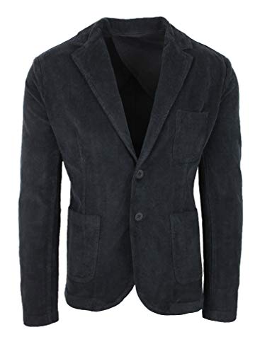 Evoga Blouson Blazer Homme Sartorial Casual Élégant en Velours Noir Noir XL Cover