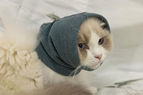 Image of Cat Ear Cover Keep Calm for cat Ear Wrap Hematoma Compression Comfort Anxiety Relief for Bathing, Grooming, Thunderstorms & Fireworks Aqua Blue S