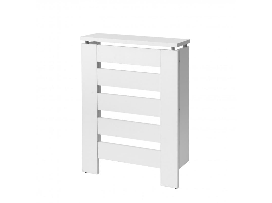 D&J Muebles Kit Cubre Radiador Blanco 60cm Moderno Hércules | Mueble Decorativo de Madera con Listones | Oculta Radiador con Fácil Montaje | (60cm - 90cm - 120cm) 60x83,5x19,5