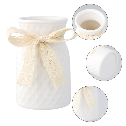 Vase en céramique blanc mat 15cm stable pour petits espaces