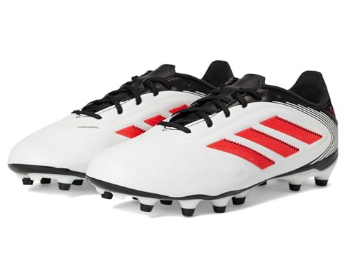 adidas Copa Pure 3 League Firm Multi Ground Sneaker, White/Lucid Red/Black, 4 US Unisex Big Kid