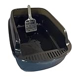 Baoblaze Open Litter Box Pet Toilet Sand Box Detachable Container Tray Semi Enclosed Sandbox Sifting Litter Tray for Kittens Pet, Black