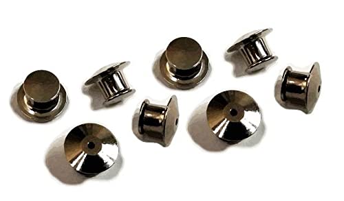 UNIFORM INSIGNIA Metal Locking Pin Keepers - Silver - 8 Pack