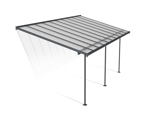 Palram Canopia Sierra Patio Veranda 3x6.10 Garden Canopy - Aluminum Lean to Pergola (3x6.10, Grey)