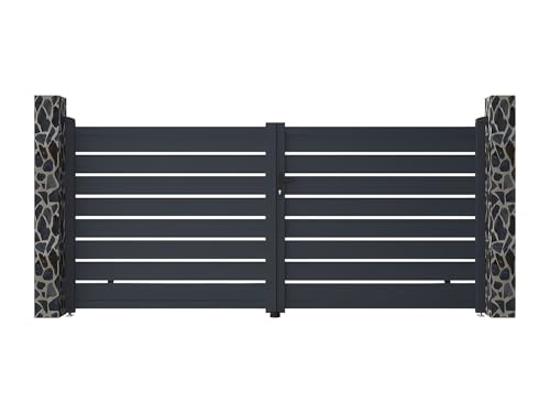 Vente-unique Portal batiente Aluminio calado L355 x 166 cm, Antracita Primo