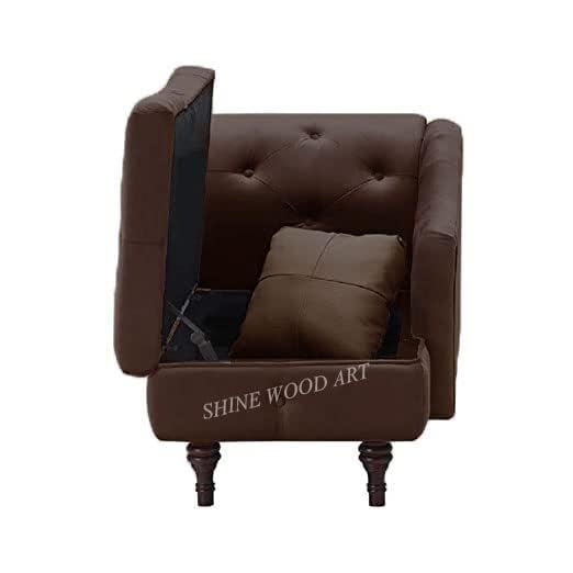 Image of Velvet Chaise Lounge Box Storage for Bedroom, Livingroom (Brown)